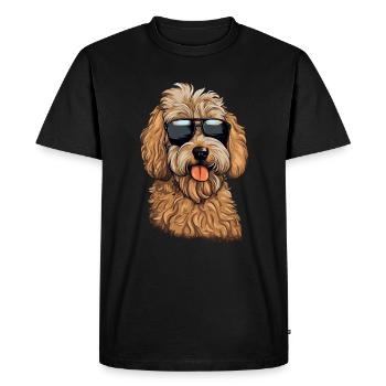 Cool Goldendoodle Wearing Sunglasses - Men's Premium Organic T-Shirt - black - Front - Nico (187cm)