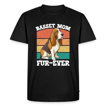Basset Hound Basset Mom Fur Ever - Men's Premium Organic T-Shirt - black - Front - Nico (187cm)