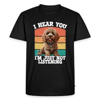 Cockapoo Je t’entends Je n’écoute pas - T-shirt Premium bio Homme - noir - Devant - Nico (187cm)