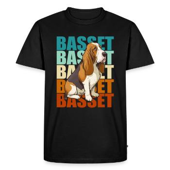 Basset Hound Colorful - Men's Premium Organic T-Shirt - black - Front - Nico (187cm)