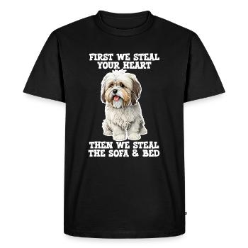 Les Havanais d’abord nous volons votre cœur - T-shirt Premium bio Homme - noir - Devant - Nico (187cm)