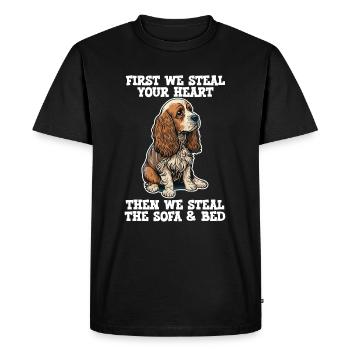 Cocker Spaniel First We Steal Your Heart - Men's Premium Organic T-Shirt - black - Front - Nico (187cm)