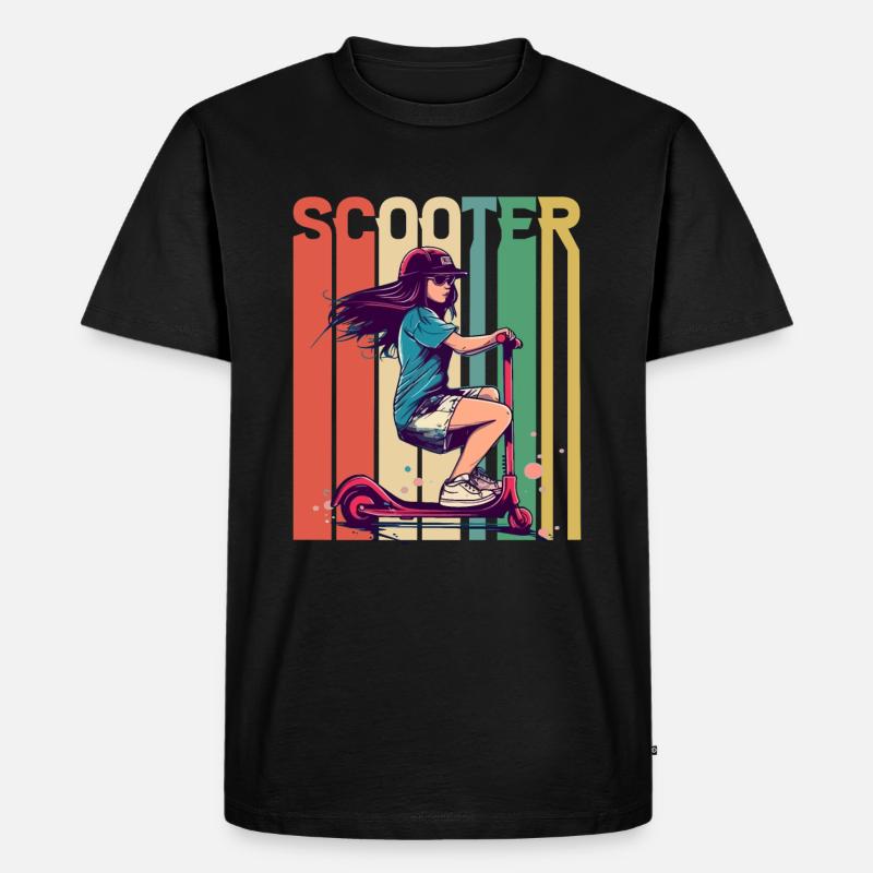 Scooter Mädchen Retro - Männer Premium Bio T-Shirt - Schwarz