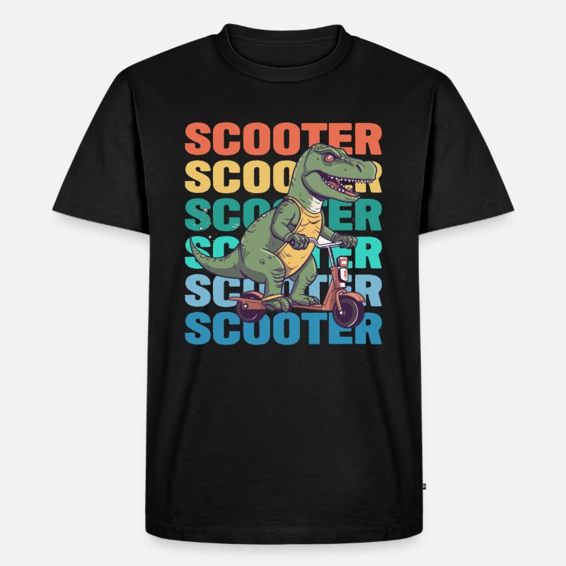 Scootering T Rex - Männer Premium Bio T-Shirt - Schwarz