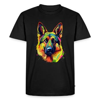 German Shepherd Dog Colorful - Men's Premium Organic T-Shirt - black - Front - Nico (187cm)
