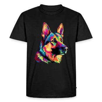 German Shepherd Dog Colorful - Men's Premium Organic T-Shirt - black - Front - Nico (187cm)