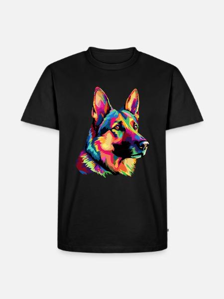 Deutscher Schäferhund Bunt - Männer Premium Bio T-Shirt - Schwarz