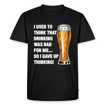 Beer I Used To Think Drinking Was Bad For Me - Men's Premium Organic T-Shirt - black - Front - Nico (187cm)