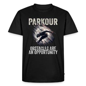 Les obstacles de parkour sont une opportunité - T-shirt Premium bio Homme - noir - Devant - Nico (187cm)