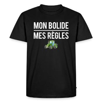 Mon bolide mes règles agriculteur tracteur - T-shirt Premium bio Homme - noir - Devant - Nico (187cm)