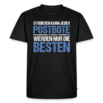 Tout le monde peut étudier - Postman Edition - T-shirt Premium bio Homme - noir - Devant - Nico (187cm)