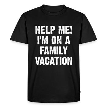 Aidez moi! Je suis en vacances en famille - T-shirt Premium bio Homme - noir - Devant - Nico (187cm)