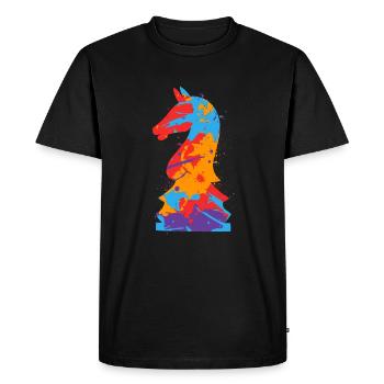 pièces d’échecs jeu de société coloré femmes échecs enfants - T-shirt Premium bio Homme - noir - Devant - Nico (187cm)