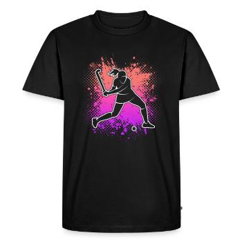 Joueur de hockey sur gazon Hockey Joueuse de hockey - T-shirt Premium bio Homme - noir - Devant - Nico (187cm)