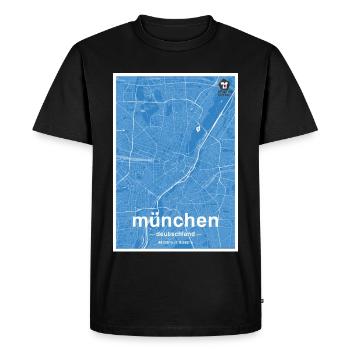 Munich Classic carte de la ville bleue - T-shirt Premium bio Homme - noir - Devant - Nico (187cm)