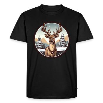 Chevreuil en hiver - T-shirt Premium bio Homme - noir - Devant - Nico (187cm)