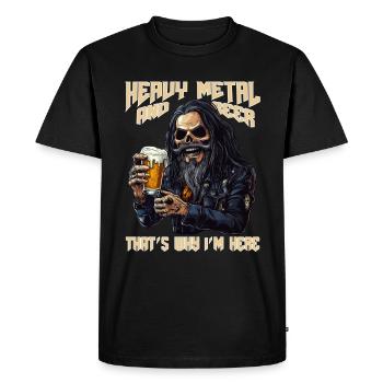 Le heavy metal et la bière, c’est pourquoi je suis ici - T-shirt Premium bio Homme - noir - Devant - Nico (187cm)