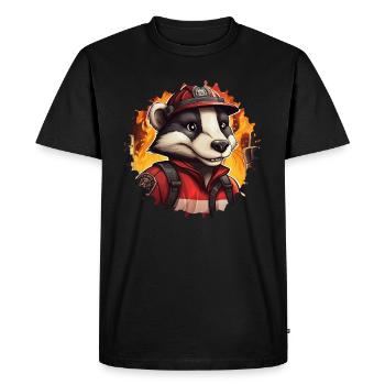 Brigade de pompiers Badger - T-shirt Premium bio Homme - noir - Devant - Nico (187cm)