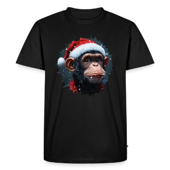 Monkey Christmas - Men's Premium Organic T-Shirt - black - Front - Nico (187cm)