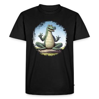 Yoga Crocodile - T-shirt Premium bio Homme - noir - Devant - Nico (187cm)