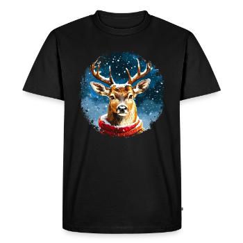 Deer Santa Claus - Men's Premium Organic T-Shirt - black - Front - Nico (187cm)