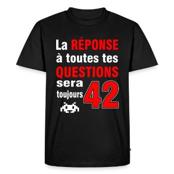GEEK GEEK GEEK 42 - T-shirt Premium bio Homme - noir - Devant - Nico (187cm)