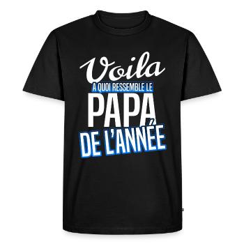 Papa de l'année - T-shirt Premium bio Homme - noir - Devant - Nico (187cm)