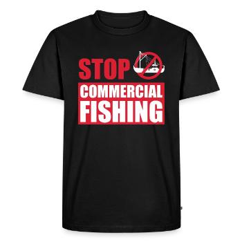 Stop commercial pêche et save the World - T-shirt Premium bio Homme - noir - Devant - Nico (187cm)