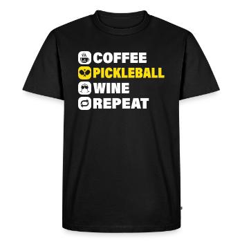 Coffee Pickleball Wine Repeat - Men's Premium Organic T-Shirt - black - Front - Nico (187cm)