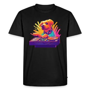 Dog DJ Dog Owner DJ Gift Idea - Men's Premium Organic T-Shirt - black - Front - Nico (187cm)