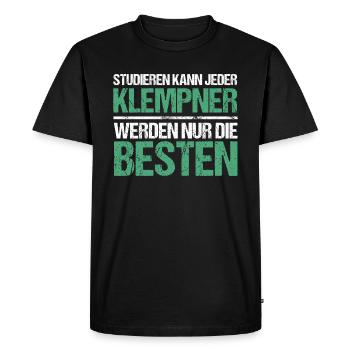 Anyone can study - Plumber Edition - Men's Premium Organic T-Shirt - black - Front - Nico (187cm)