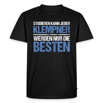 Anyone can study - Plumber Edition - Men's Premium Organic T-Shirt - black - Front - Nico (187cm)