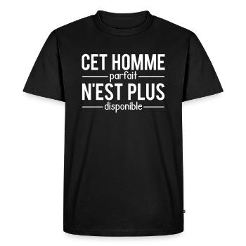 Cet homme parfait n'est plus disponible couple - T-shirt Premium bio Homme - noir - Devant - Nico (187cm)