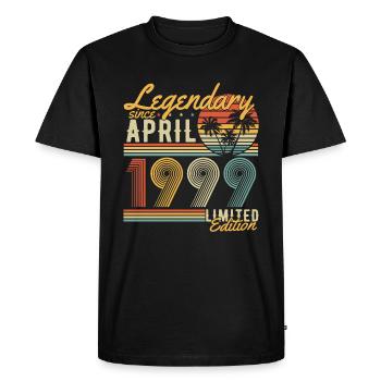 Légendaire depuis avril 1999 Vintage Birthday - T-shirt Premium bio Homme - noir - Devant - Nico (187cm)