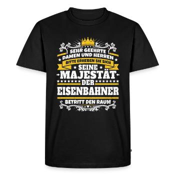 Seine Majestät der Eisenbahner - Männer Premium Bio T-Shirt - Schwarz - Vorne - Nico (187cm)
