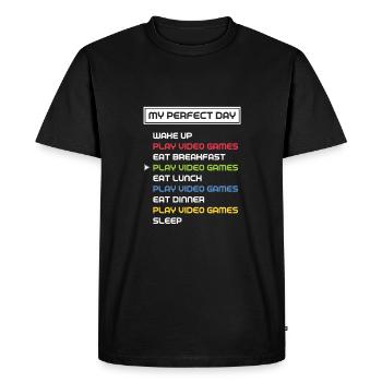 My Perfect Gaming Day - Men's Premium Organic T-Shirt - black - Front - Nico (187cm)