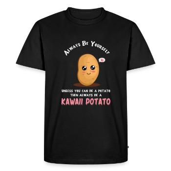 Kawaii Potato - Funny Anime Potato - Men's Premium Organic T-Shirt - black - Front - Nico (187cm)