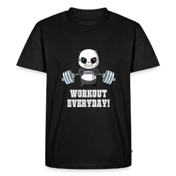Daily Workout - Weightlifting - Panda - Fitness - Men's Premium Organic T-Shirt - black - Front - Nico (187cm)