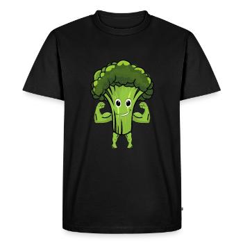 Strong Vegan Shirt Broccoli Shirt Fitness - Men's Premium Organic T-Shirt - black - Front - Nico (187cm)