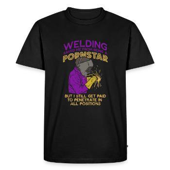 Welding saying Funny welder steelworker - Men's Premium Organic T-Shirt - black - Front - Nico (187cm)