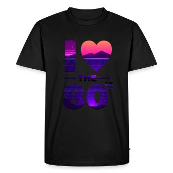 I Love The 80s Love Vintage Heart Gift - Men's Premium Organic T-Shirt - black - Front - Nico (187cm)
