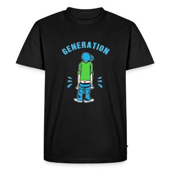 Generation Baggy Pants Deep Pants 80s 90s Retro - Men's Premium Organic T-Shirt - black - Front - Nico (187cm)