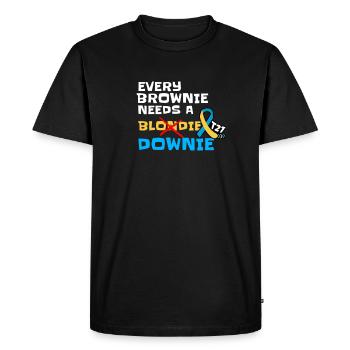 Brownie downie - Men's Premium Organic T-Shirt - black - Front - Nico (187cm)