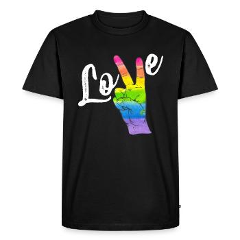 Love Peace Rainbow Gay Pride LGBT Lesbian Gay Prid - Men's Premium Organic T-Shirt - black - Front - Nico (187cm)