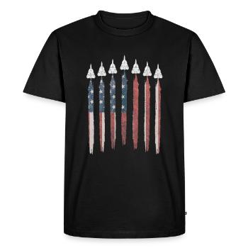 F14 Tomcat Fighter Jet USA Drapeau F-14 4 juillet - T-shirt Premium bio Homme - noir - Devant - Nico (187cm)