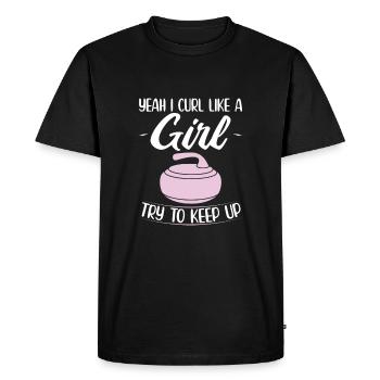 Idées cadeaux de curling | Curler Sports d’hiver Curling - T-shirt Premium bio Homme - noir - Devant - Nico (187cm)