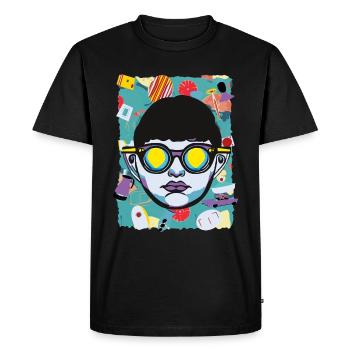 Design Pop Art Rétro des années 60 - T-shirt Premium bio Homme - noir - Devant - Nico (187cm)