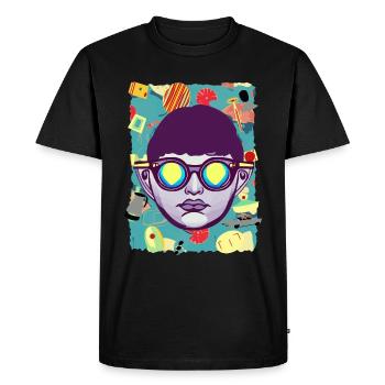 Design Pop Art Rétro des années 60 - T-shirt Premium bio Homme - noir - Devant - Nico (187cm)