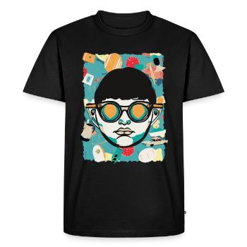 Design Pop Art Rétro des années 60 - T-shirt Premium bio Homme - noir - Devant - Nico (187cm)