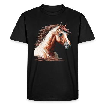 Pixel-Art Horse - Men's Premium Organic T-Shirt - black - Front - Nico (187cm)